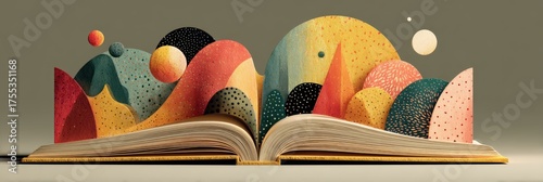 Vibrant Abstract Art Emerging From Open Book Illustration