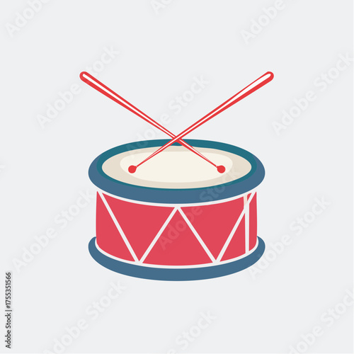 A Vibrant and Playful Illustration of a Drum with Crossed Drumsticks in Detailed