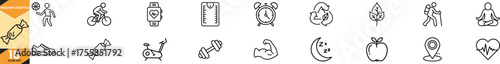 Healthy lifestyle icons set representing nutrition exercise and wellness concepts vector