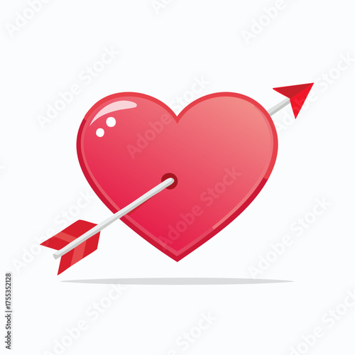 Cupid's arrow pierces a heart, symbolizing love, affection, and romance