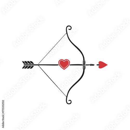 Cupid's bow and arrow with heart motif for romantic and love illustrations