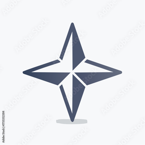 Elegant and minimalist compass rose icon design for navigational purposes, direction