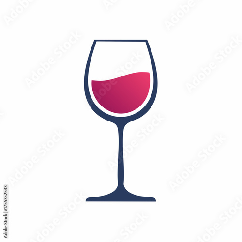 Elegant Wine Glass Illustration with Gradient Fill for Sophisticated Branding