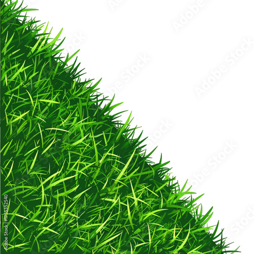 Vibrant Green Grass Patch on White Background Texture Spring Summer Design Element