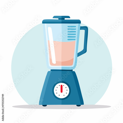 Graphic illustration of an electric blender with liquid inside, for blending fruits
