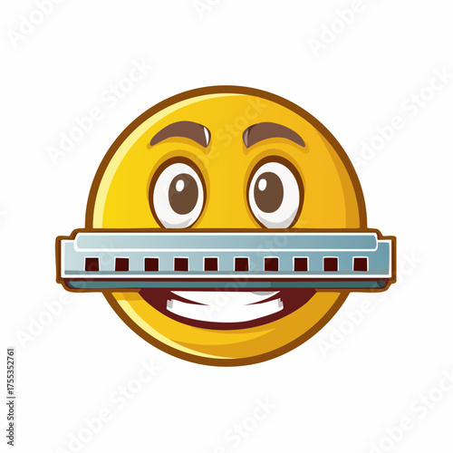 Harmonica Humor: A Smiling Emoji with a Musical Instrument for a Unique Expression