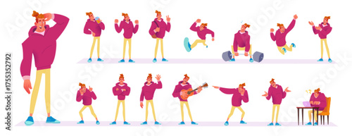 Energetic Guy Gestures: Lifestyle Activities and Moods Pack