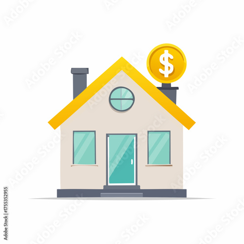 House with Dollar Symbol: Investment, Real Estate and Financial Success Illustration