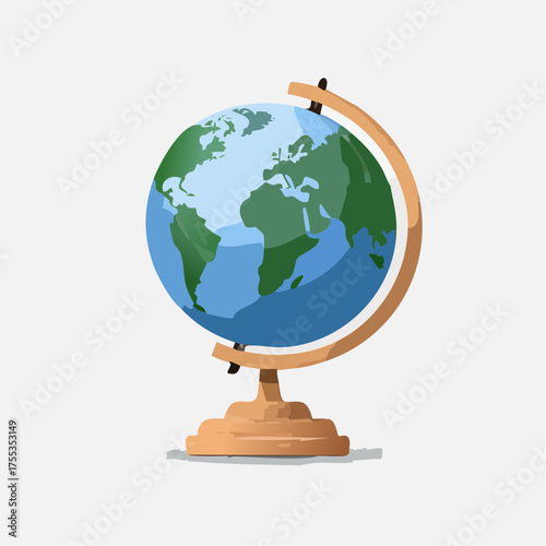 Illustration of a world globe on a stand representing geography and exploration