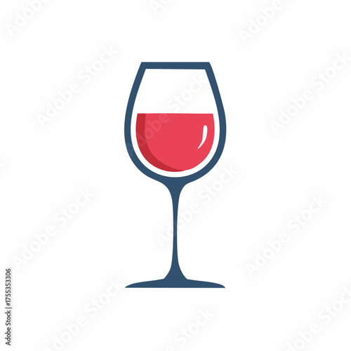 Minimalist red wine glass illustration on a white background vector design
