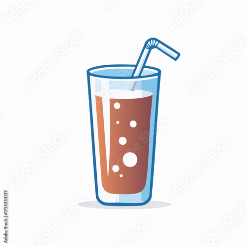 Refreshing beverage illustration: A glass of iced chocolate with a straw icon