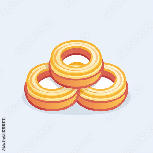 Stack of delicious circular donuts with vibrant colors in a simple illustration