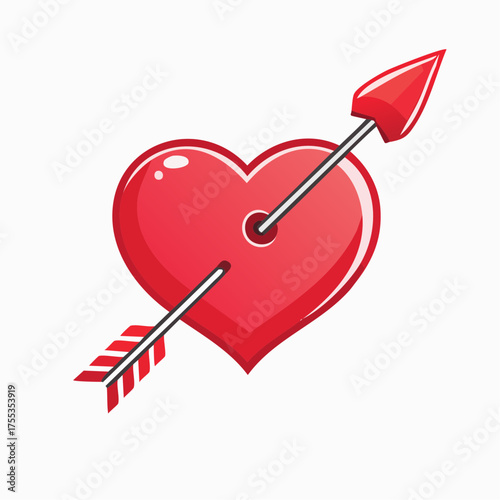 Stylized heart pierced by an arrow symbolizes love and passion in valentine's day