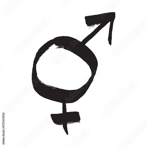 Hand drawn bigender female and male gender identity sign Symbol used to represent sex and gender