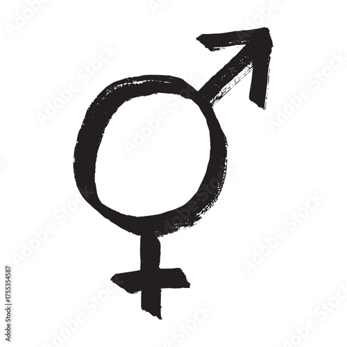 Hand drawn bigender female and male gender identity sign Symbol used to represent sex and gender