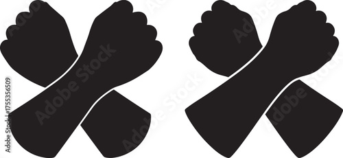 Two crossed fists silhouette