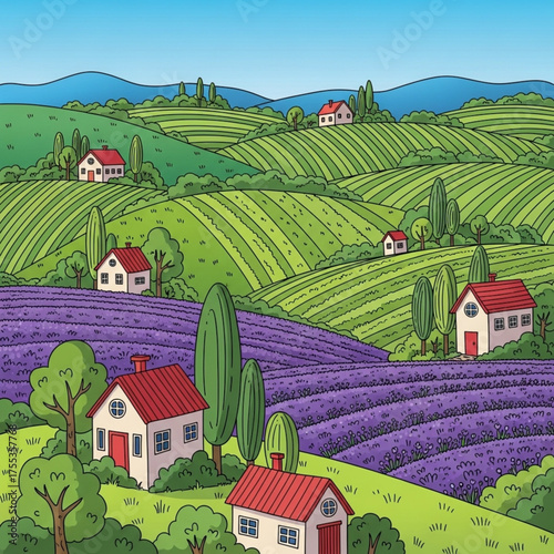 Summer Rural Landscape Doodle