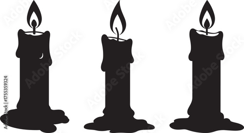Three tall dripping candles silhouette