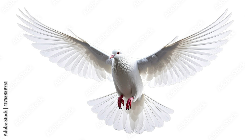 Obraz premium White dove flying on transparent background.