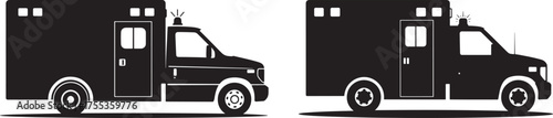 Two ambulance vehicles side profile silhouette