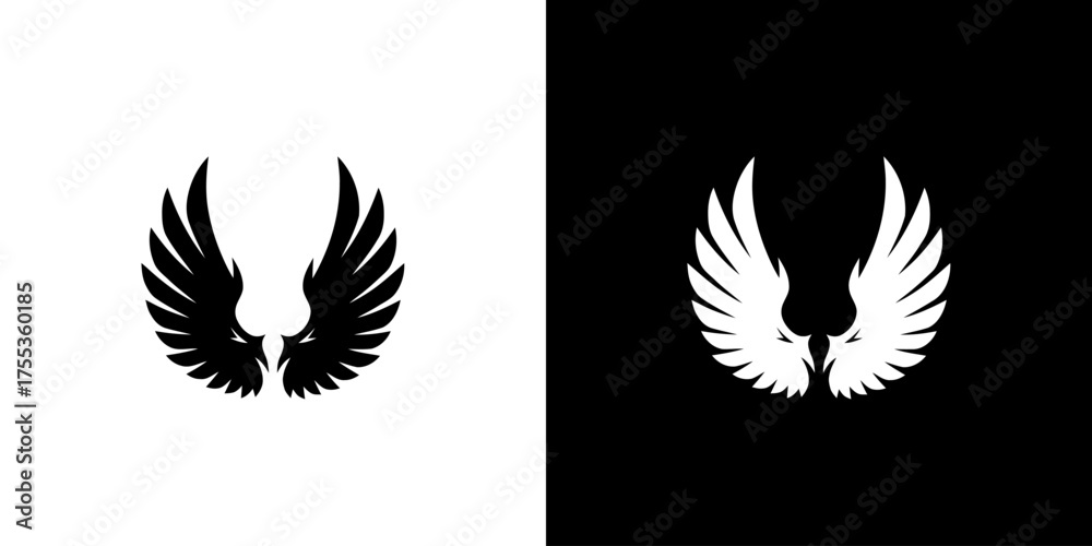 Obraz premium Black and white wing graphics on contrasting