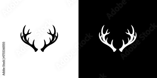 Graphic illustration of deer antlers in black and