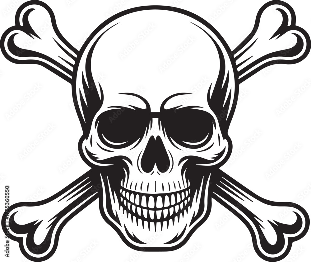 Fototapeta premium Skull and Crossbones Emblem - Danger and Pirate Symbol
