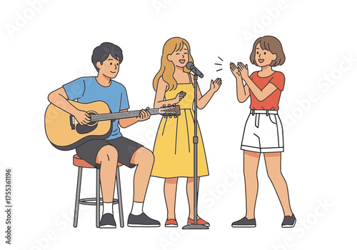 Group of musicians performing with instruments