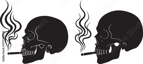 Two smoking skulls silhouette