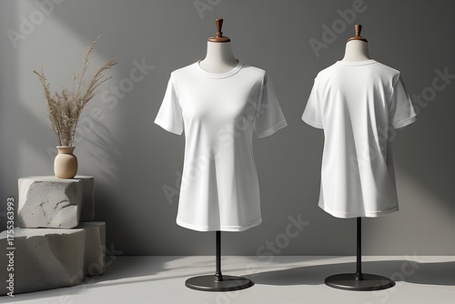 White T-Shirt Mockup on Mannequins Front and Back View