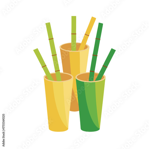 bamboo glass with straws