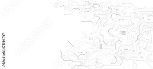 Gray circuit diagram on white background. High-tech circuit board connection system.Vector abstract technology on white background.
By Chor muang  abstract vector background