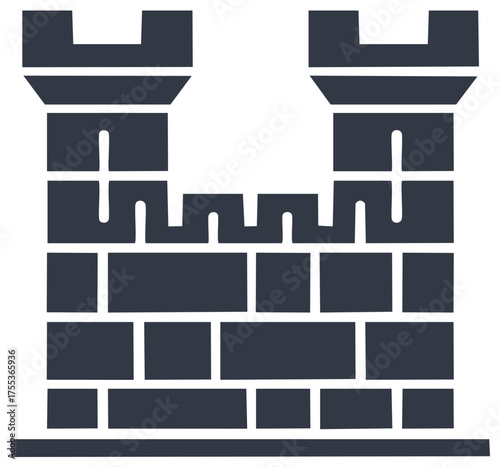 Stylized castle battlements and towers a strong medieval fortification icon for security and defense