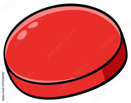 Glossy Red Oval Candy Droplet Isolated on White
