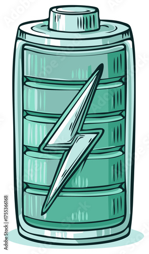 Green battery with lightning bolt symbol indicating energy and power