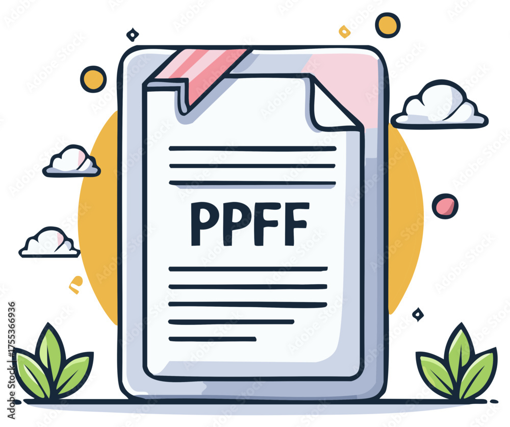 Naklejka premium PPFF Document Vector Illustration Editable File with Decorative Elements