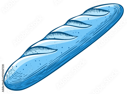 Artistic blue baguette loaf with score marks and speckled texture