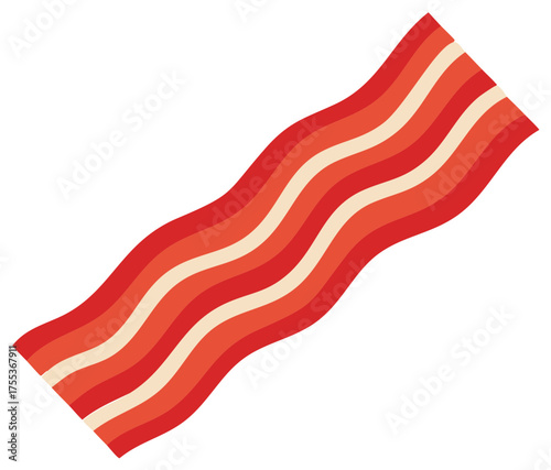 Striped cooked bacon wavy food background or texture