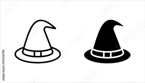 Witch hat icon set, holiday and halloween, wizard hat vector illustration on white background
