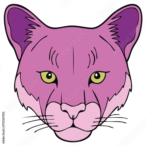 Pink panther face vector graphic illustration cartoon animal art