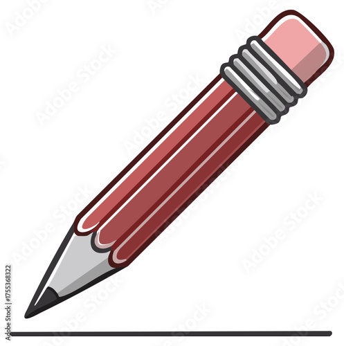 Pencil drawing a straight line with eraser education concept design element illustration art