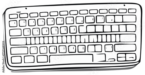 Black and White Illustration of a Computer Keyboard