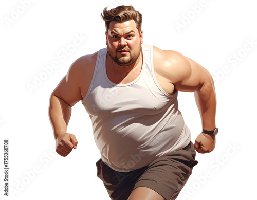 Plus-Size Male Jogging PNG — Exercise, Outdoor Activity and Active Lifestyle Illustration