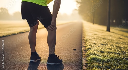 Runner Stretching Injured Leg