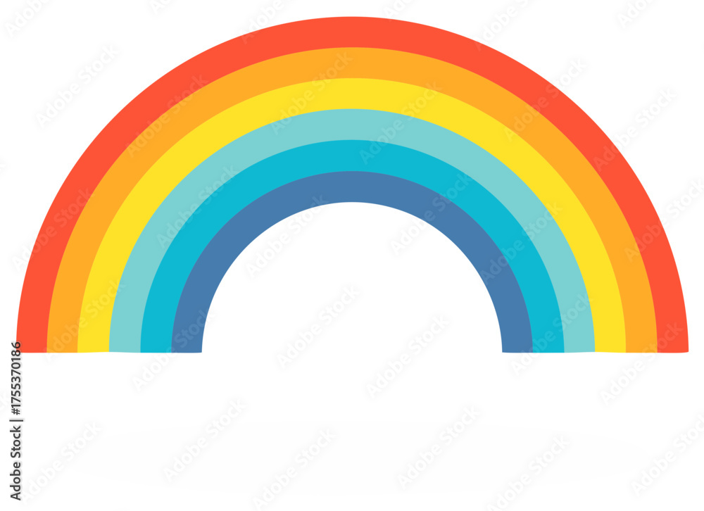 Fototapeta premium Stylized graphic rainbow arch with bright colorful bands symbolizing happiness and inclusion
