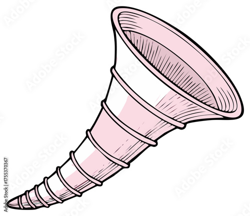 Pink spiral seashell illustration elegant marine design element decorative horn shape