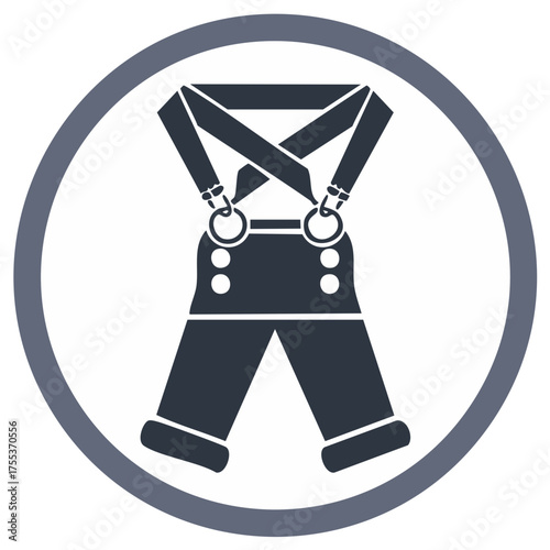Stylized Illustration of Overalls in a Round Frame Symbolizing Workwear Apparel