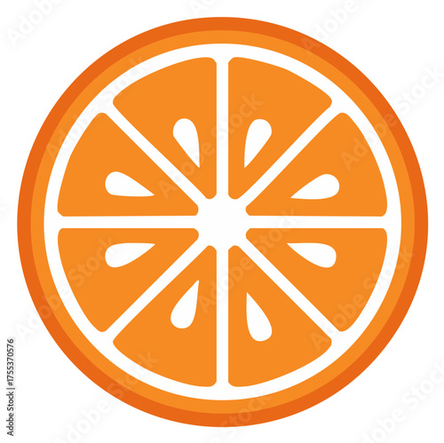 Fresh orange slice illustration.  Cut citrus fruit graphic for health and food concept.