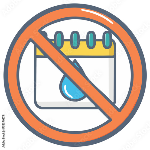 No Water Day Calendar Icon, Warning Sign. Concept, Vector Illustration.