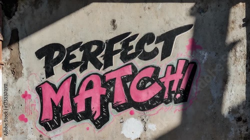 Graffiti art on textured wall reads 
